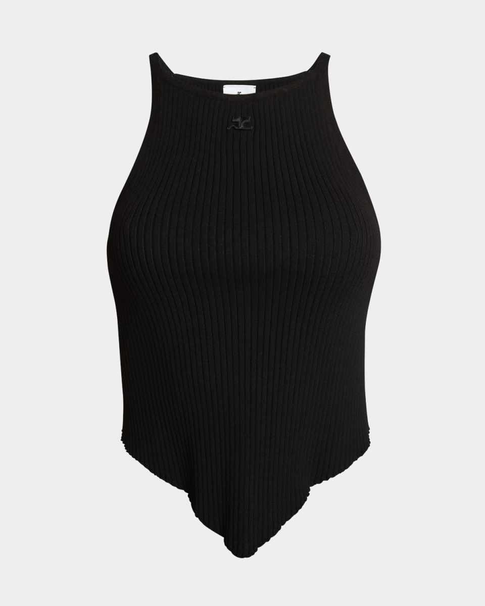 Pointy Hemline Ribbed Knit Tank Top
